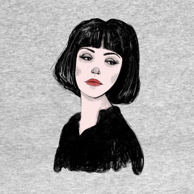 The Mysterious Dark Haired Lady Sketchbook Girl Drawing by Tessa McSorley